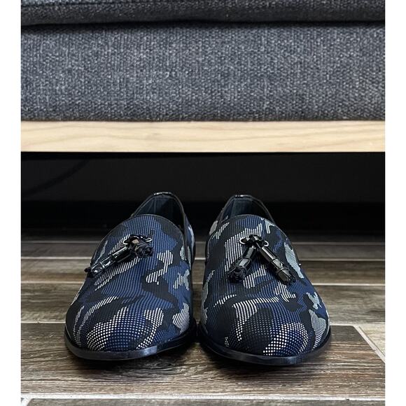 $425 NIB Mezlan Camouflage Blue Multi Leather Loafers Slip On Size 7.5 M main image 7